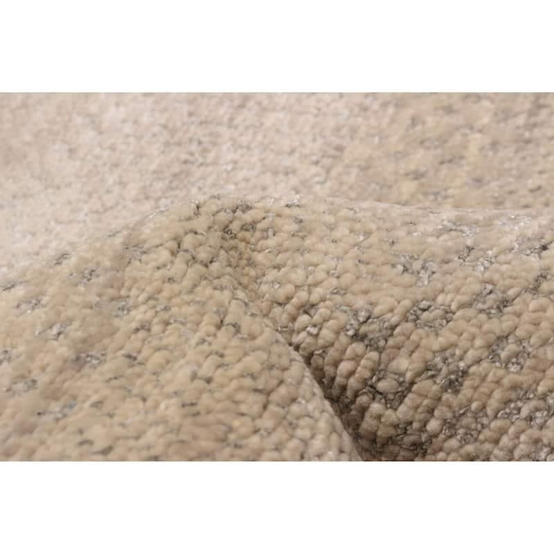 ECARPETGALLERY Hand-knotted Silk Shadow Khaki Silk, Wool Rug - 11'10 x 15'2