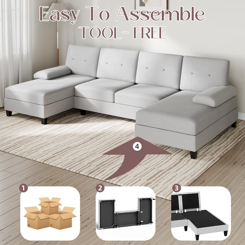 106'' Sectional Sofa with Thick Cushions for Living Room