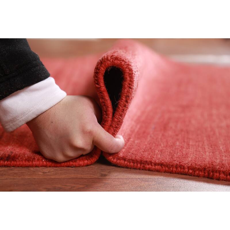 Modern Red Gabbeh Oriental Rug Handmade Wool Carpet - 3'4" x 5'0"