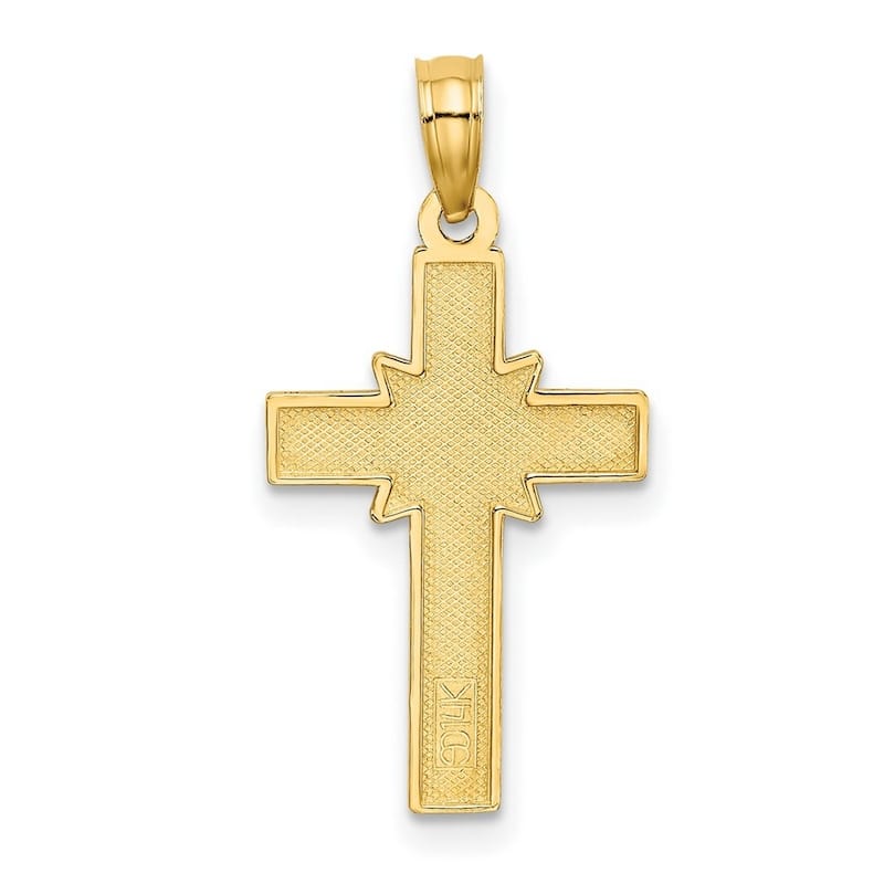 Curata 14k Yellow Gold Diamond Cut Etched Cross Necklace 13mm x 19.7mm