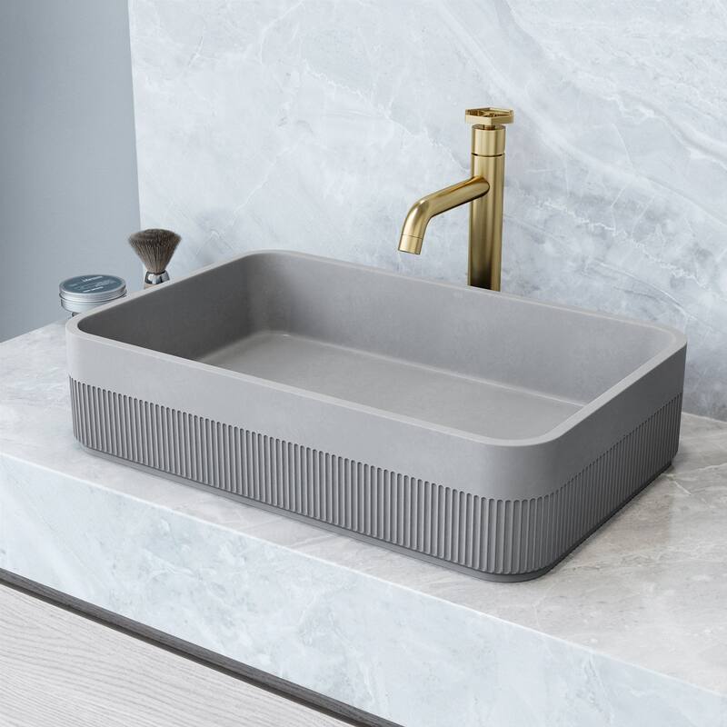 VIGO Cypress 21"L x 14"W Concrete Vessel Sink and Ruxton 12"H Faucet Set