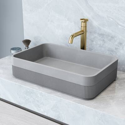 VIGO Cypress 21"L x 14"W Concrete Vessel Sink and Ruxton 12"H Faucet Set