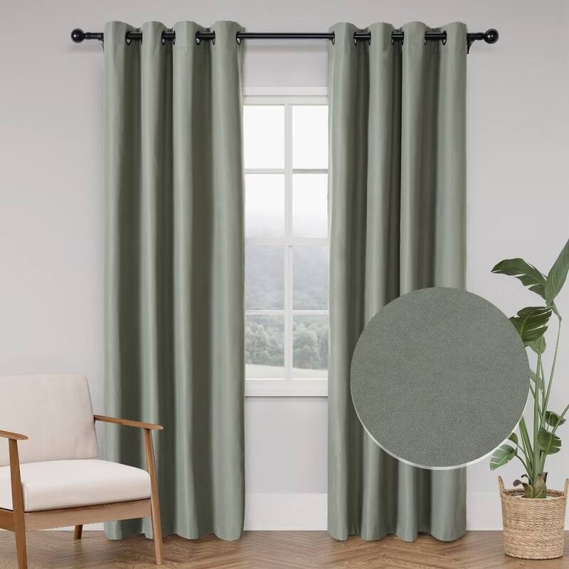 Soft Cotton Feel Twill Polyester 100% Blackout Grommet Pair (2 panels)