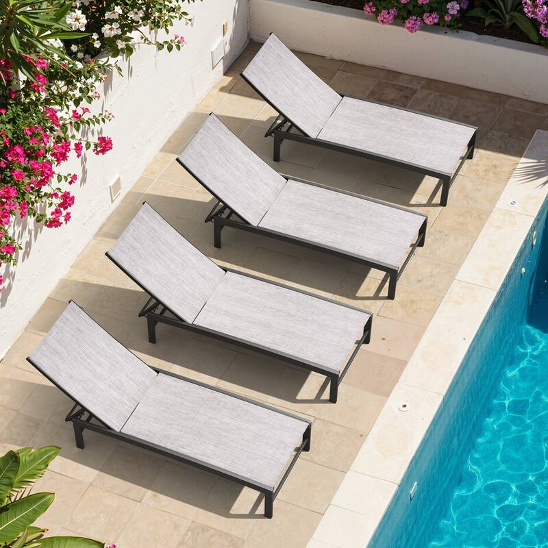 Outdoor Patio Adjustable Chaise Lounge Chairs