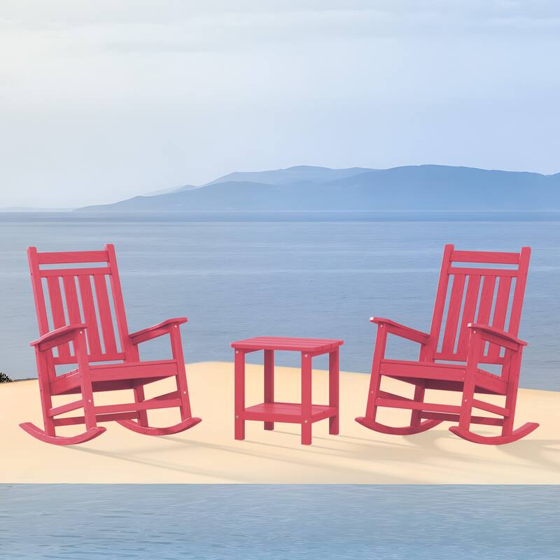 Outdoor Patio HDPE Rocking Chiar, Extra Wide Seat & Backrest