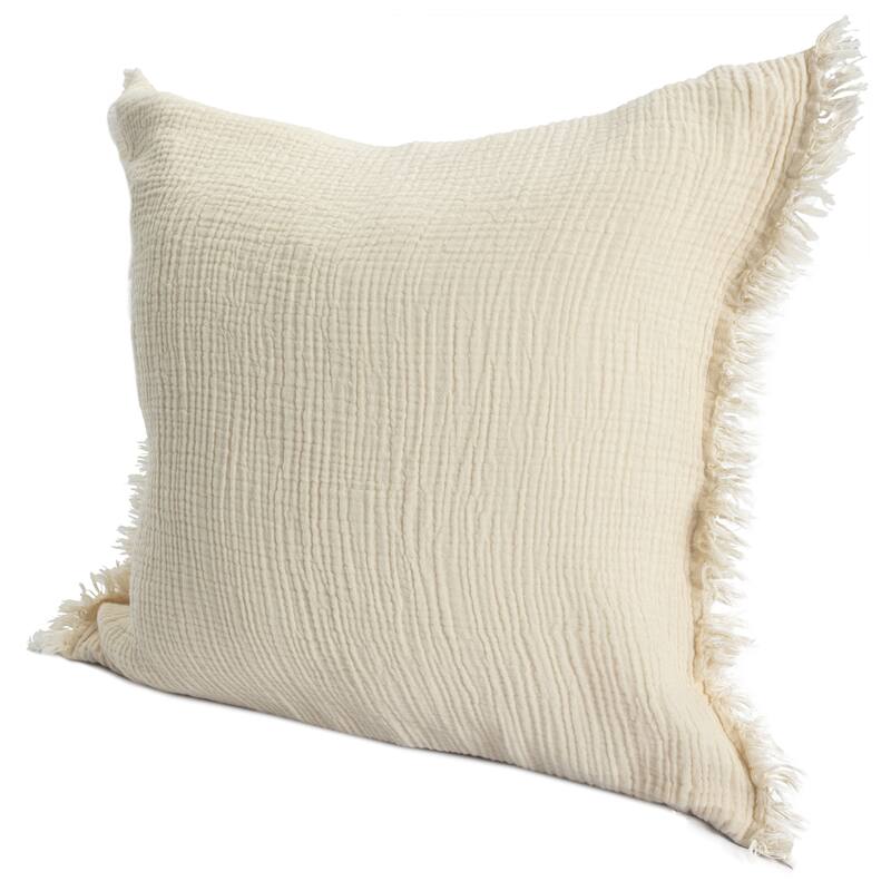 Sevita Solid Turkish Cotton Fringed Throw Pillow