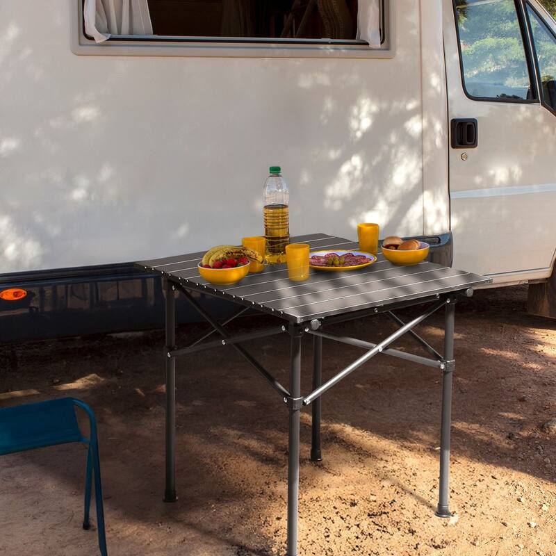 Black Tube Frame Heavy Duty Portable Folding Camping Table