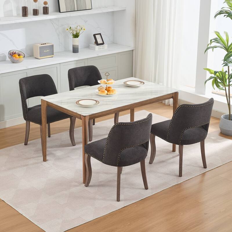 Set of 2 Modern Farmhouse Wooden Dining Chairs