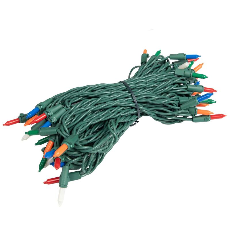 50 Light Traditional LED Christmas Mini Light Set, Patio Lights, Ceramic Bulbs, Green Wire, 25’