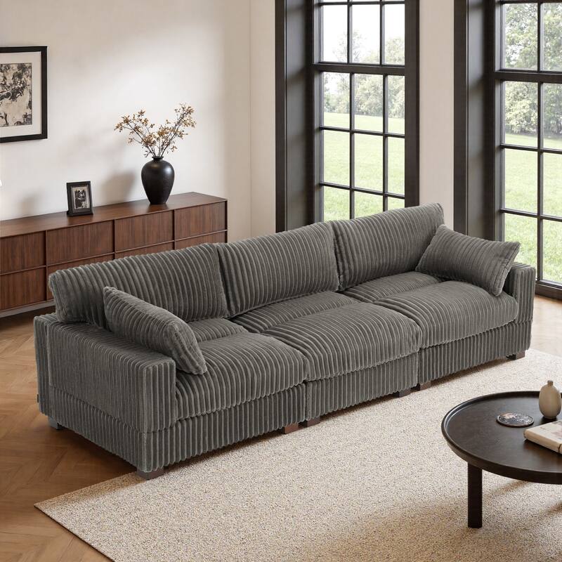 Plush Flannel Modular Sectional Sofa for Living Room