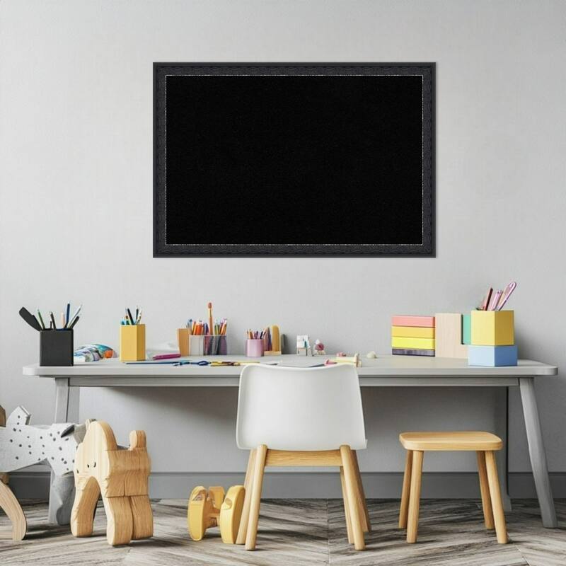 Bethany Black Wood Framed Cork Board - Bulletin Board, Organization Board, Pin Board