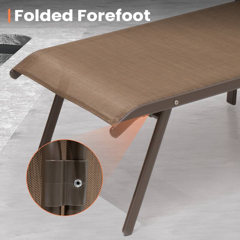 Pellebant Outdoor Adjustable Patio Chaise Lounge Chairs with Armrest Set of 2