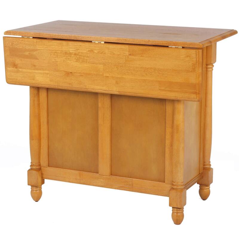 Extendable Kitchen island With Drop Leaf, Storage Drawers & Cabinet - Light Oak Finish