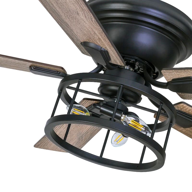 52" 5 Blade Flush Mount Ceiling Fan with Light Remote Control - 52 Inch
