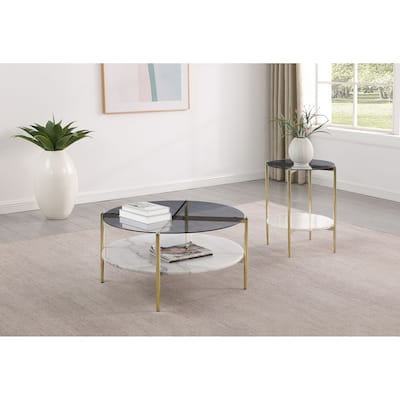 Jonelle Round Coffee And End Table Set Gold