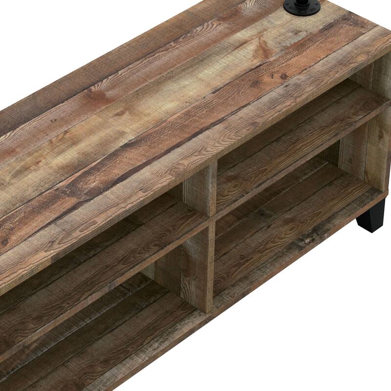 DH BASIC Industrial Barnwood Iron Entryway Bench with Coat Rack by Denhour