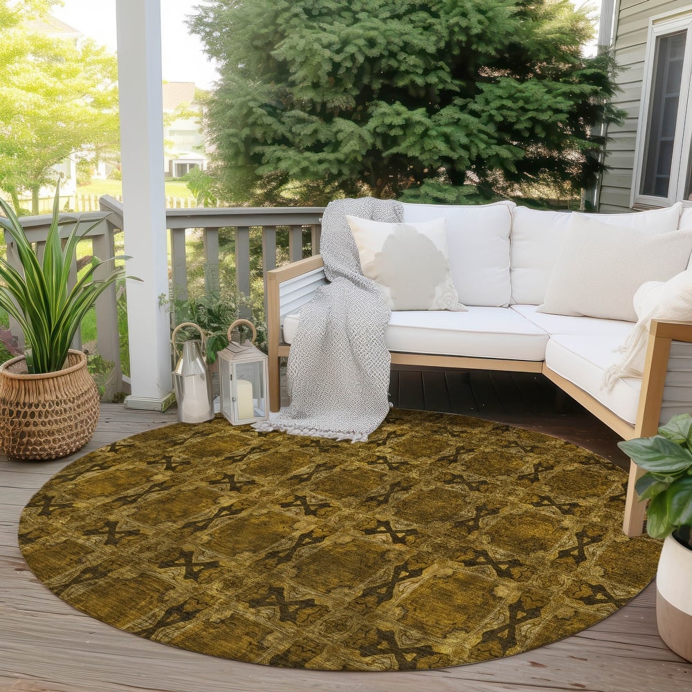 Machine Washable Indoor/ Outdoor Boho Medallions Chantille Rug