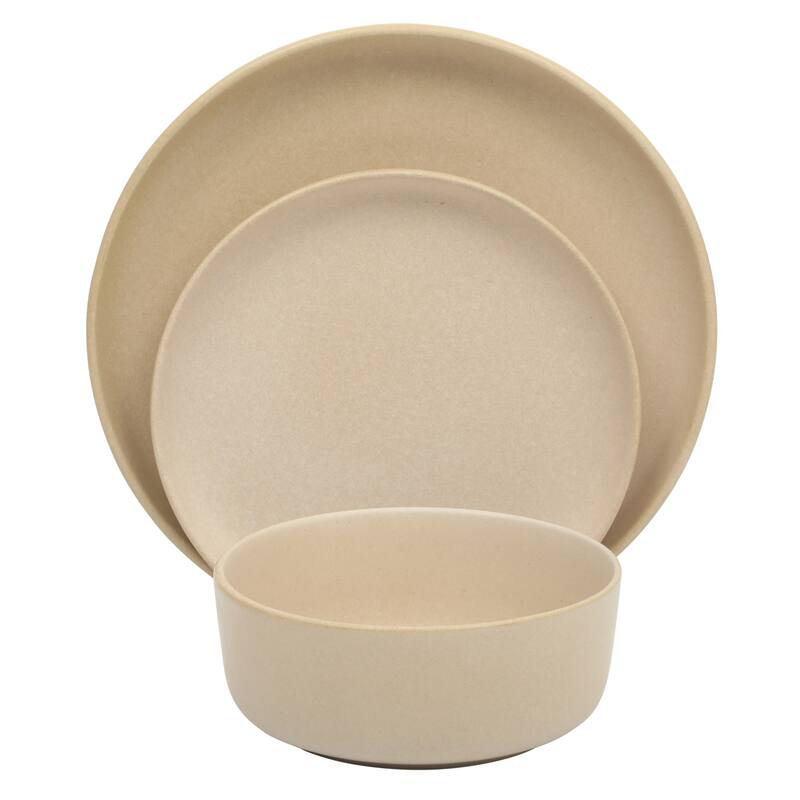 Gibson Elite Pasco (Service for 4) Plates and Double Bowl Reactive Glaze Stoneware Ceramic Dinnerware Set