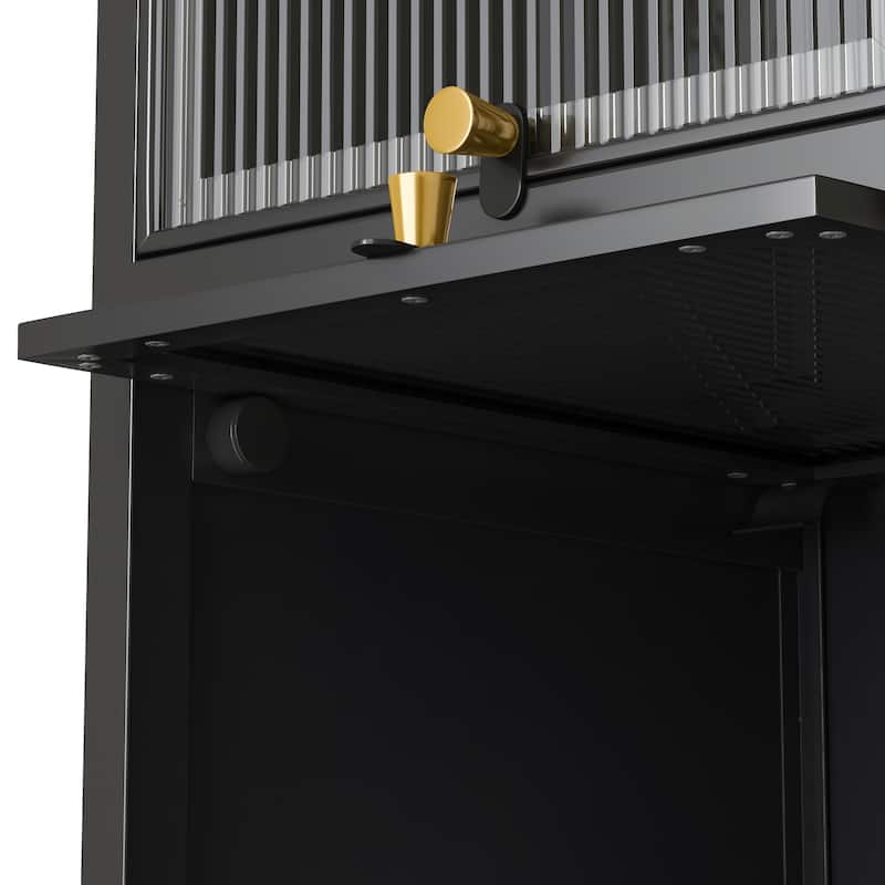 Modern Glass Door Cabinet with Featuring Storage, for Entryway Living Room Bathroom Dining Room
