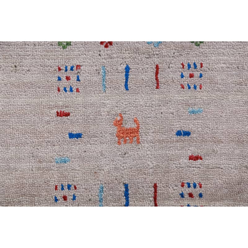 Gabbeh Indian Area Rug Handmade Beige Wool Carpet - 9'0" x 11'5"
