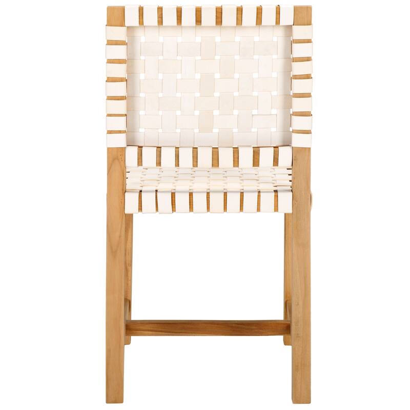 SAFAVIEH Arlene Solid Wood & Leather Dining Chair (Fully Assembled) - 18.3 In. W x 20.3 In. D x 33.7 In. H - 18Wx20Dx34H