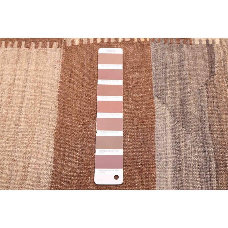ECARPETGALLERY Flat-Weave Boho Brown Wool Kilim - 5'0 x 6'7