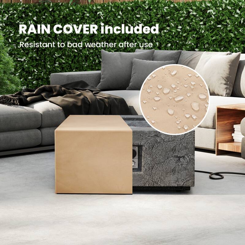 COSIEST 28" Modern Outdoor Gas Fire Pit Table Textured Stone Finish