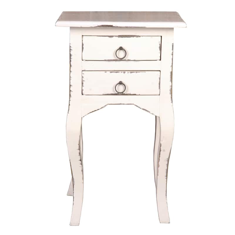 27.25" Distressed White Wooden Cottage Table