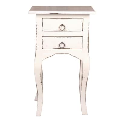 27.25" Distressed White Wooden Cottage Table
