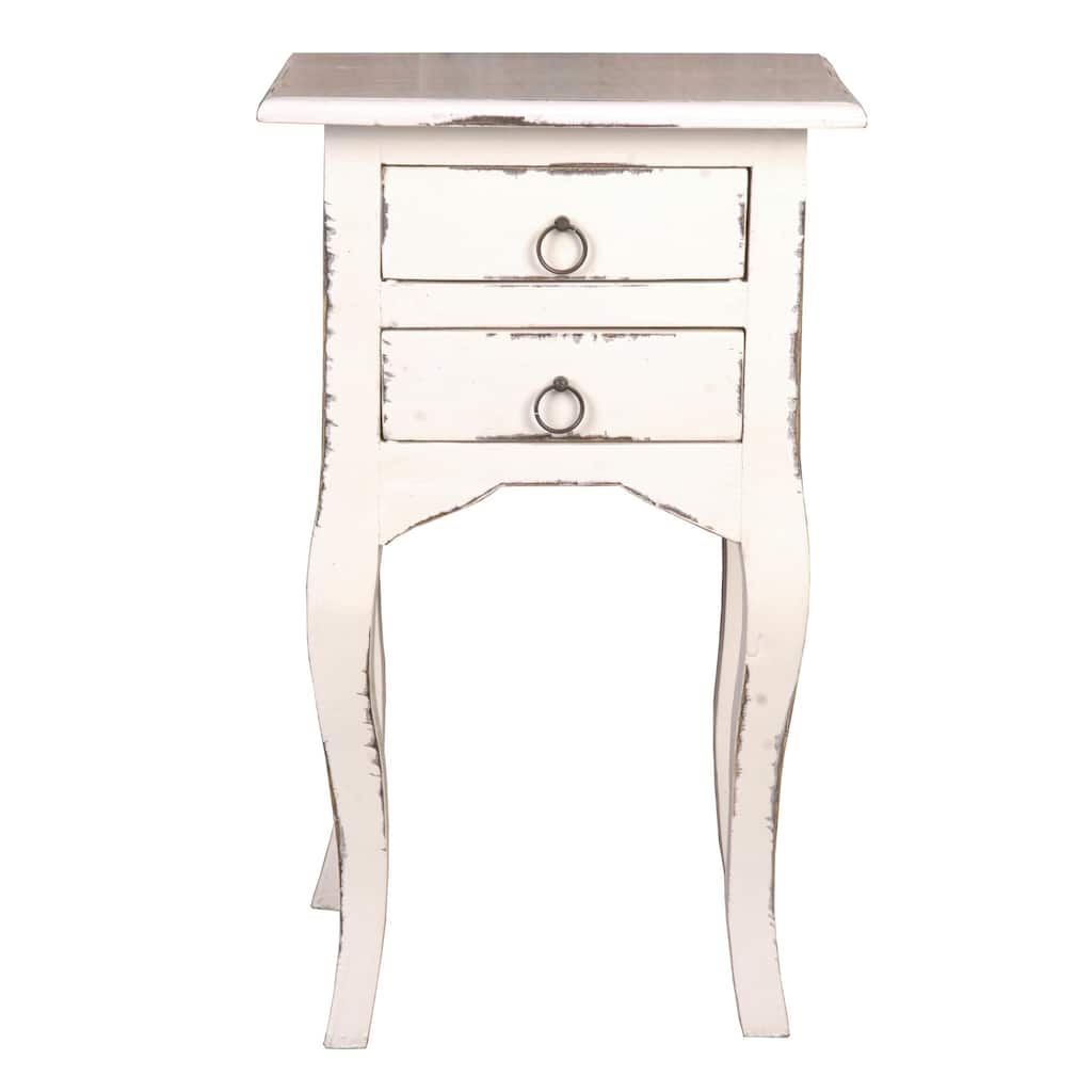 27.25" Distressed White Wooden Cottage Table