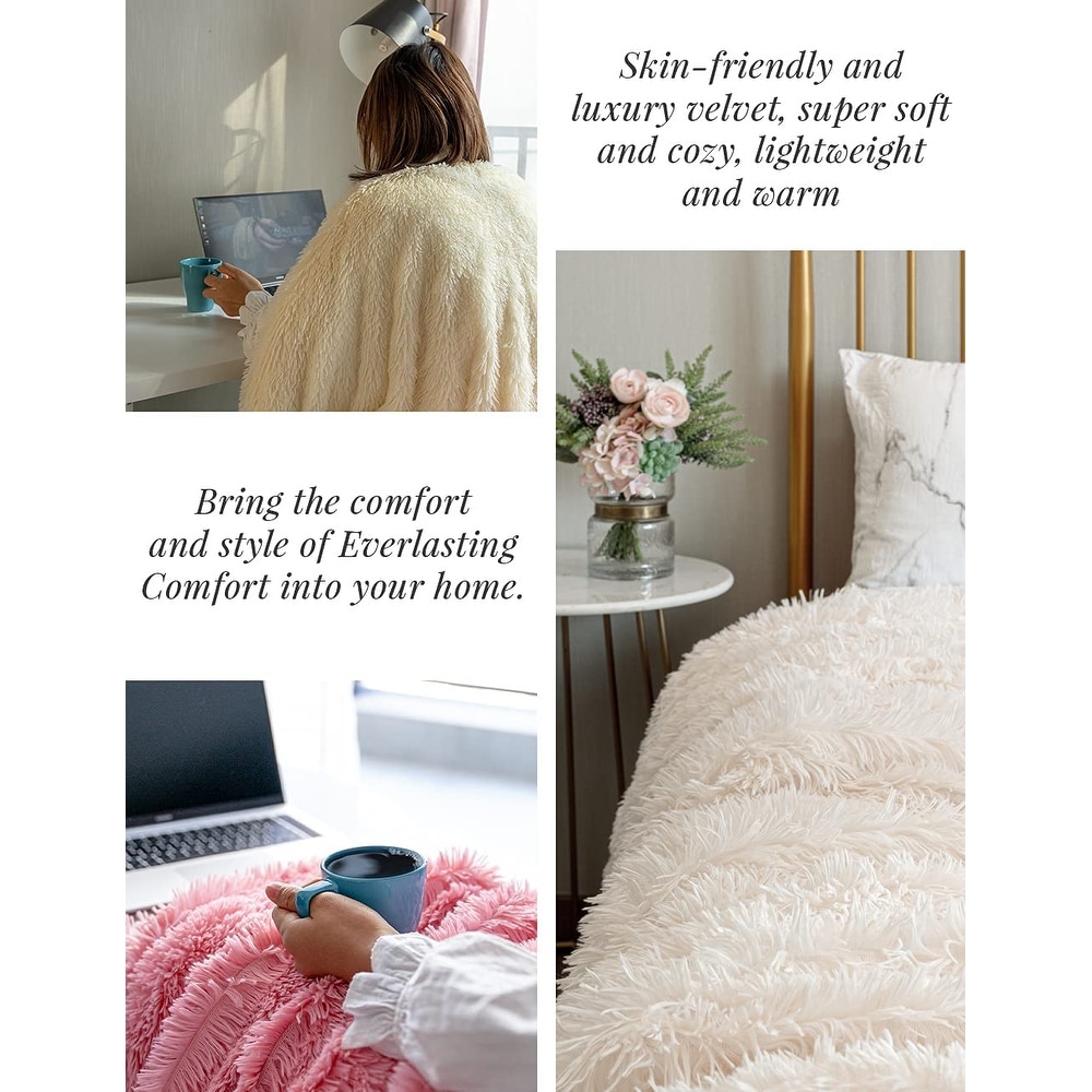 Throw Blankets for Bed Couch Sofa Faux Fur Blanket White