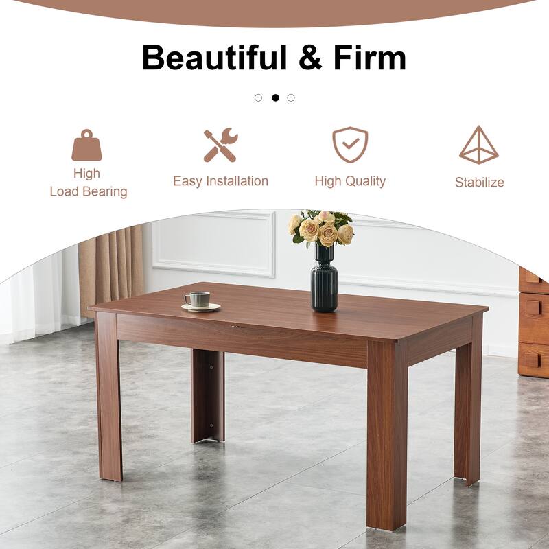 Modern Expandable Walnut Dining Table with Double Drop Leaves Space Saving Rectangular Kitchen Table for Small or Large Spaces