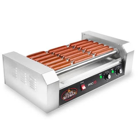 Electric 18 Hot Dog 7 Roller Grill Cooker Machine 900-Watt - Silver