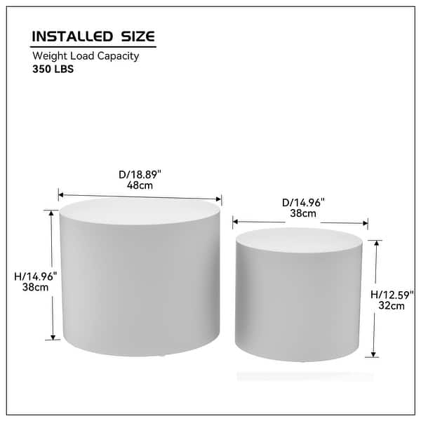 dimension image slide 6 of 7, Modern Farmhouse Round Accent Nesting Side Coffee Table Set (Set of 2)