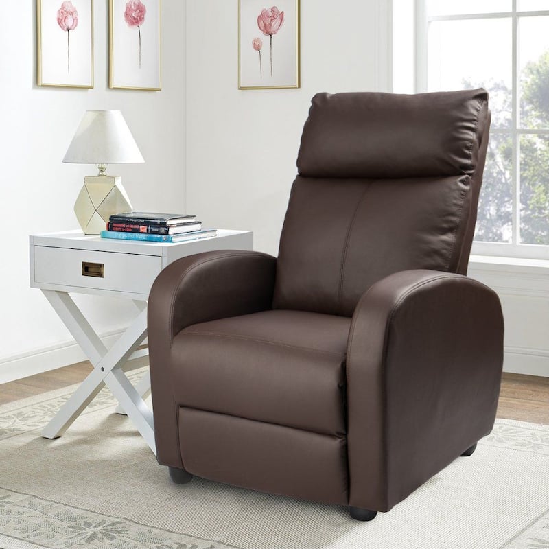 Homall Recliner Chair PU Leather Single Living Room Sofa Recliner - Brown