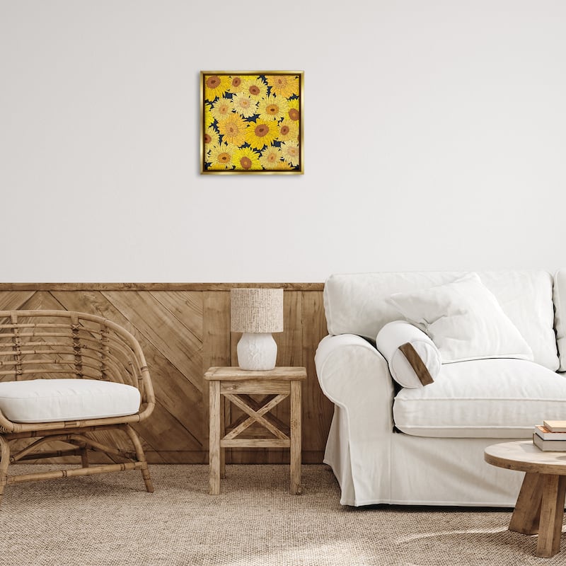 Stupell Charming Country Sunflowers Pattern Framed Floater Canvas Wall Art Design By Sazerelli Designs