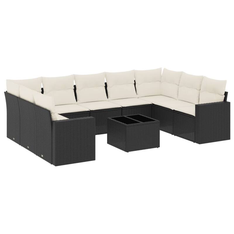 vidaXL Garden Sofa Set Black PE Rattan 9 Piece Modular Garden Sofa Set
