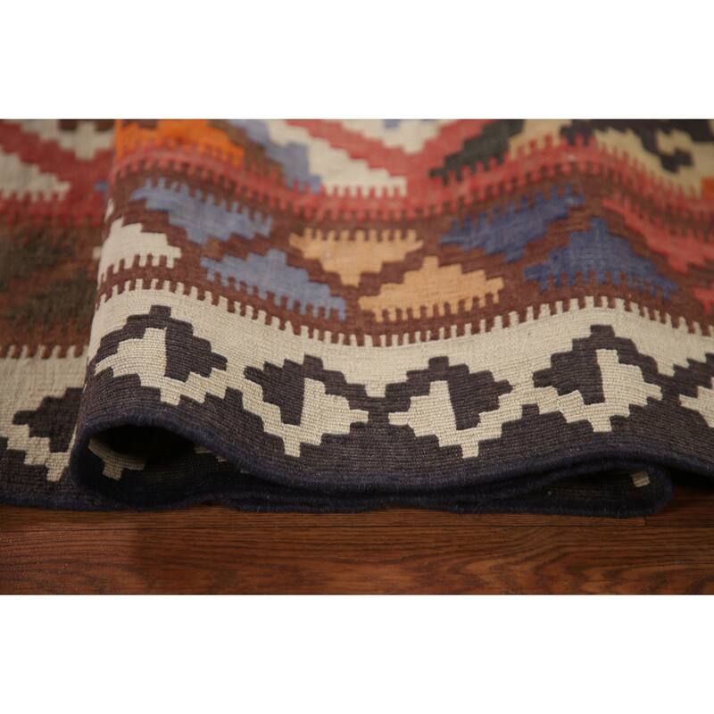 Vegetable Dye Kilim Qashqai Persian Vintage Rug Multi Wool Carpet - 4'6"x 9'4"