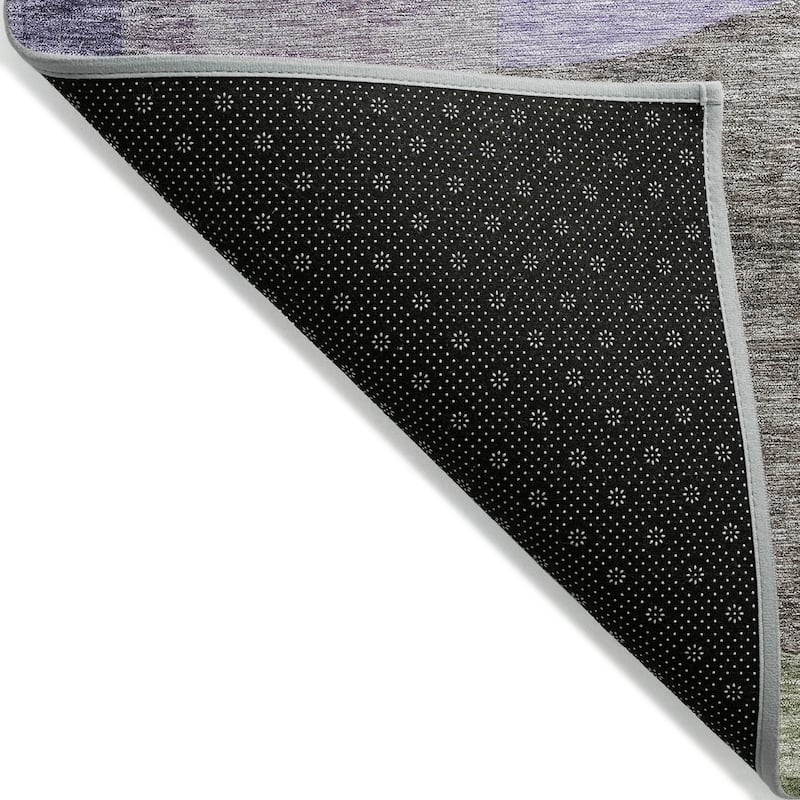 Machine Washable Indoor/ Outdoor Abstract Contemporary Chantille Rug