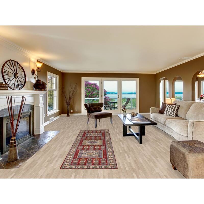 Red Traditional Geometric Kazak Oriental Wool Runner Rug Hand-knotted - 2'9" x 9'9"