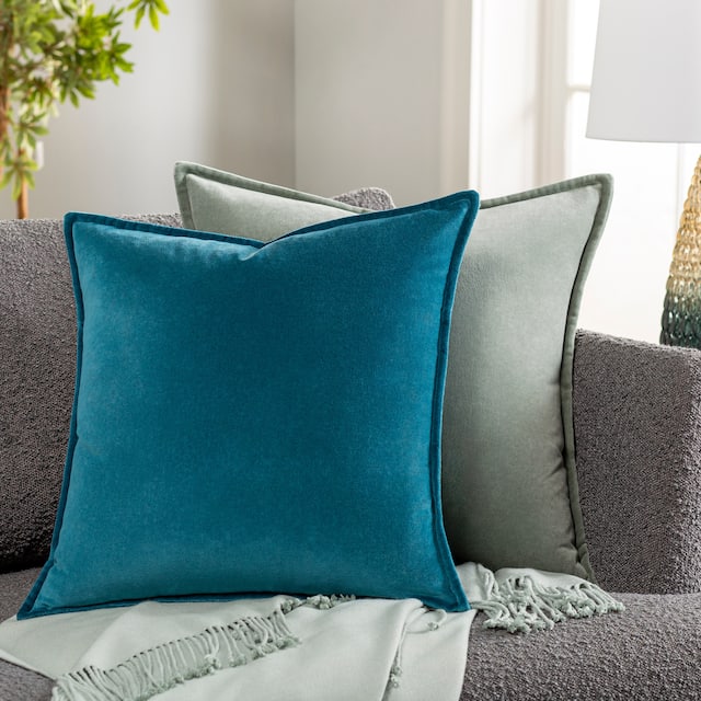 Harrell Solid Velvet 22-inch Throw Pillow - Cover Only - Teal