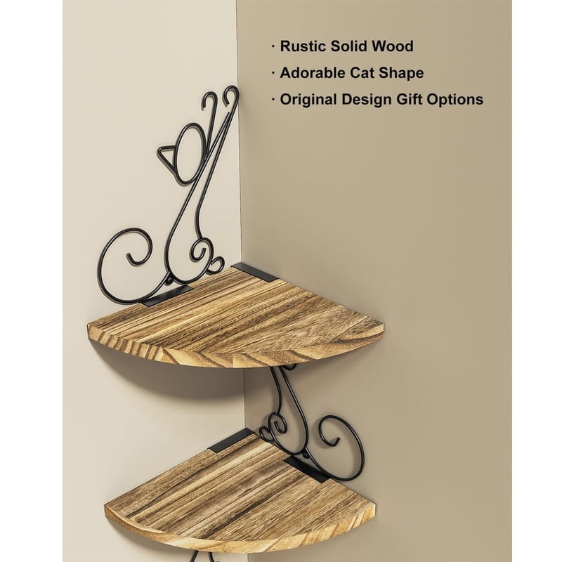 4 Tier Floating Shelves for Wall Rustic Wood Decor