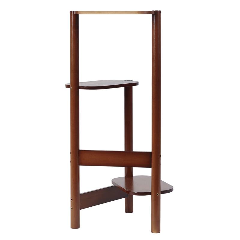 3 Tiers Ladder Triple Plant Stand Corner Bamboo Plant Shelf Rack