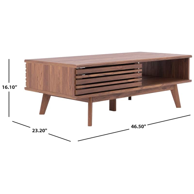 SAFAVIEH Rori Mid-Century 1-Shelf Walnut Coffee Table - 46" W x 23" D x 16" H