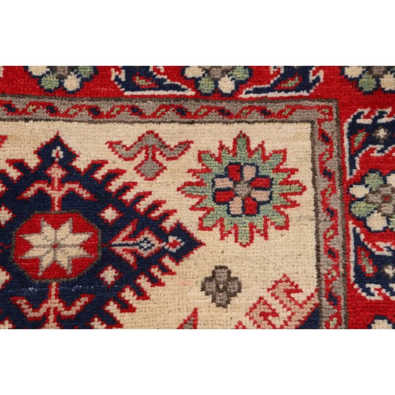 Traditional Beige Kazak Foyer Rug Hand-Knotted Wool Carpet - 2'8" x 3'11"