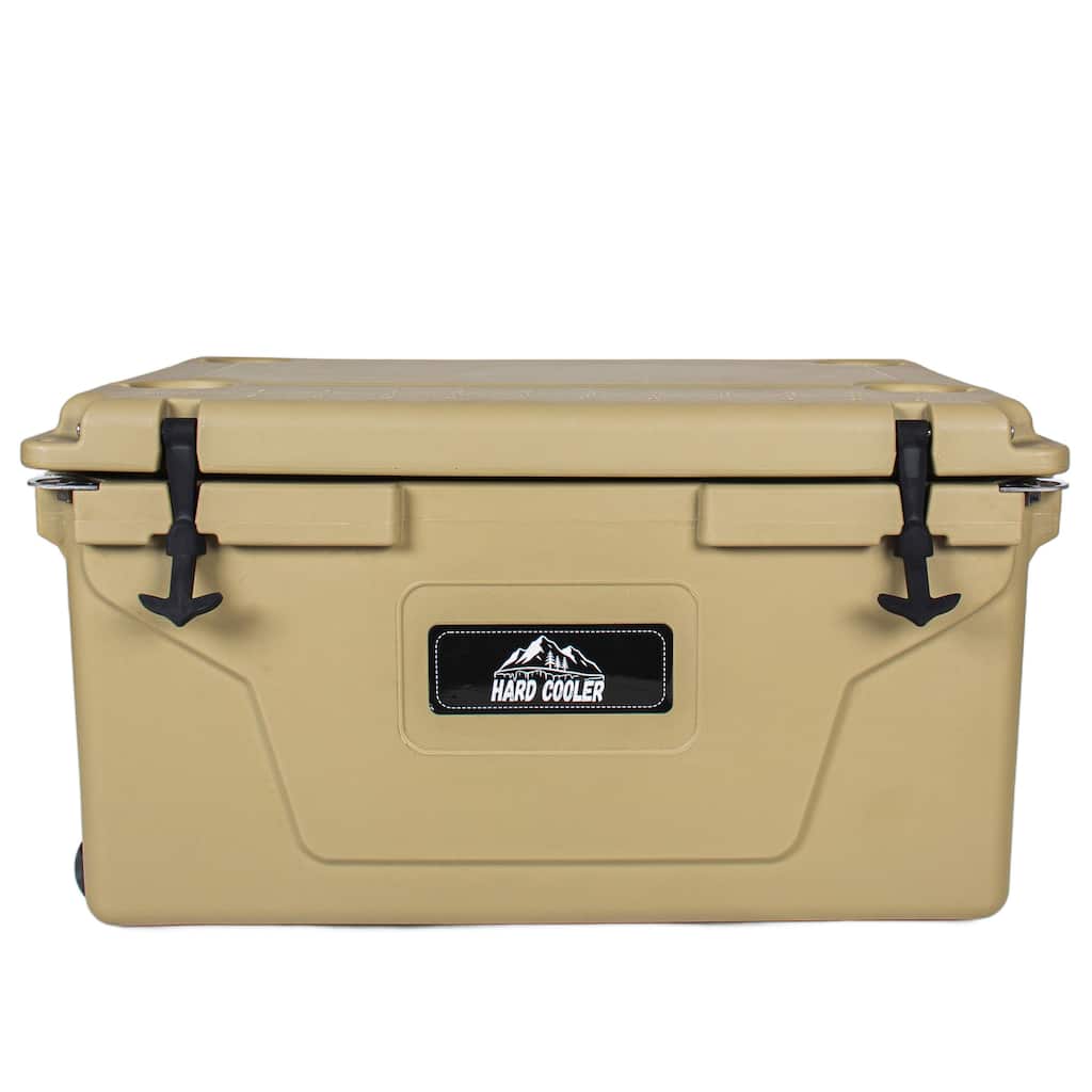 110 Quart Khaki Cooler, Rotomolded Insulated Ice Chest, Heavy-Duty Hard Shell Cooler with 6-10 Day Ice Retention for Camping