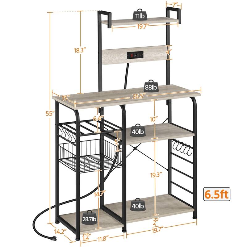 Yaheetech 55" Baker's Rack Free Standing Utility Storage Shelf