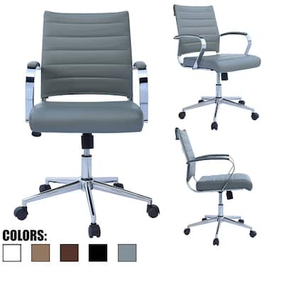 Modern Designer Mid-back Ribbed Faux Leather Tilting Task Chair
