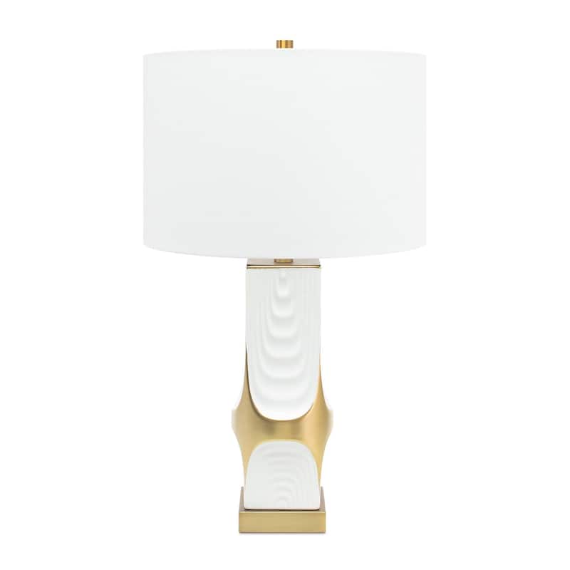 Drape Ceramic and Metal Table Lamp with Linen Lamp Shade