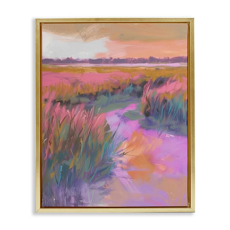Stupell Autumnal Marsh Landscape Framed Floater Canvas Wall Art Design By Arlington Prints - 25 x 31 - Gold